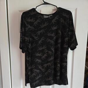 Vtg Liz Baker Cheetah Blouse Womens Xl